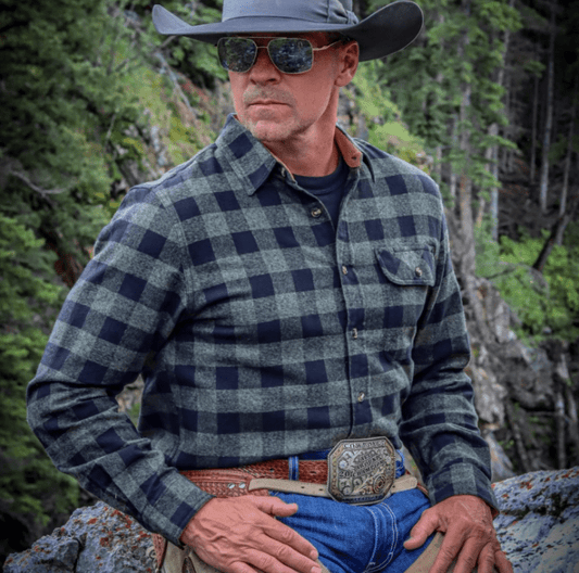 Montaro® Camisa de Franela Verde de Peso Medio para Hombre, Manga Larga, Casual, Botones, 100% Algodón - Montaro Espana