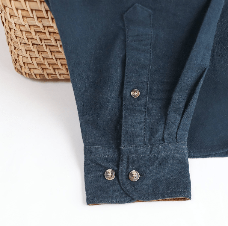 Camisa de franela azul marino, hombre, manga larga, 100% algodón – Talla alta - Montaro Store