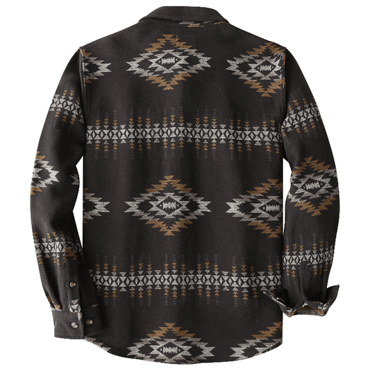 Montaro® Camisa de Franela Azteca para Hombre, Ultra Pesada 10 oz, Manga Larga, Botones, 100% Algodón Suave Cepillado, Estilo Cowboy Casual y Utility - Montaro Espana