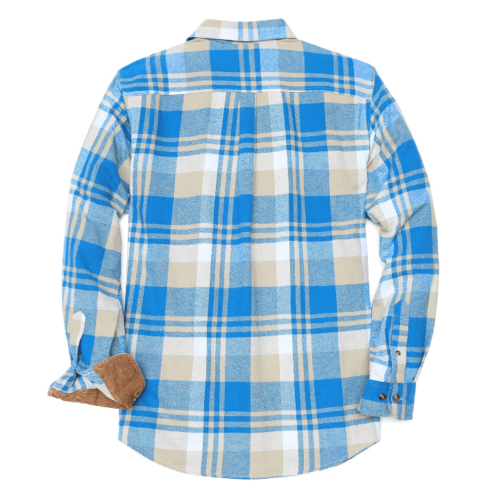 Montaro® Camisa de Franela de Peso Medio para Hombre, Manga Larga, Casual, Botones, 100% Algodón - Montaro Espana