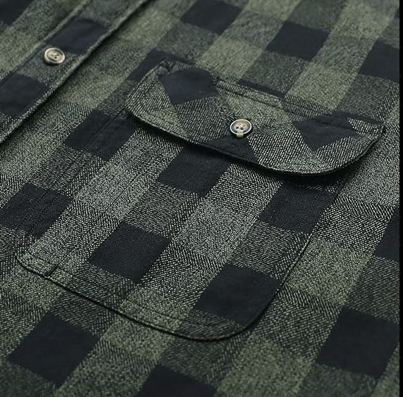 Montaro® Camisa de Franela Verde de Peso Medio para Hombre, Manga Larga, Casual, Botones, 100% Algodón - Montaro Espana