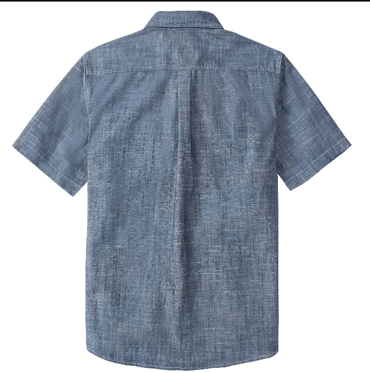 Montaro® Camisa de Hombre Chambray Azul Denim Sólido, Manga Corta, Cierre con Botones, Casual de Algodón, Corte Regular, Ligera con Bolsillo. - Montaro Espana