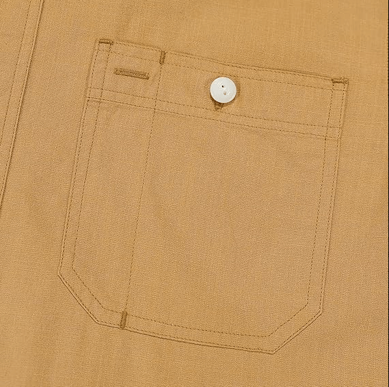 Montaro® Camisa de Hombre Chambray Naranja Hoja, Manga Larga, Cierre Frontal con Botones, Bolsillo, Algodón Workshirt. - Montaro Espana