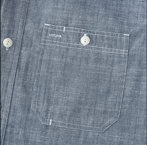 Montaro® Camisa de Trabajo de Chambray Azul Denim para Hombre, Manga Larga, Cierre Frontal con Botones y Bolsillo de Algodón - Montaro Espana