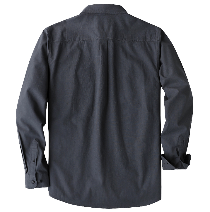 Montaro® Camisa de Trabajo de Chambray Gris Oscuro para Hombre, Manga Larga, Cierre Frontal con Botones y Bolsillo de Algodón - Montaro Espana
