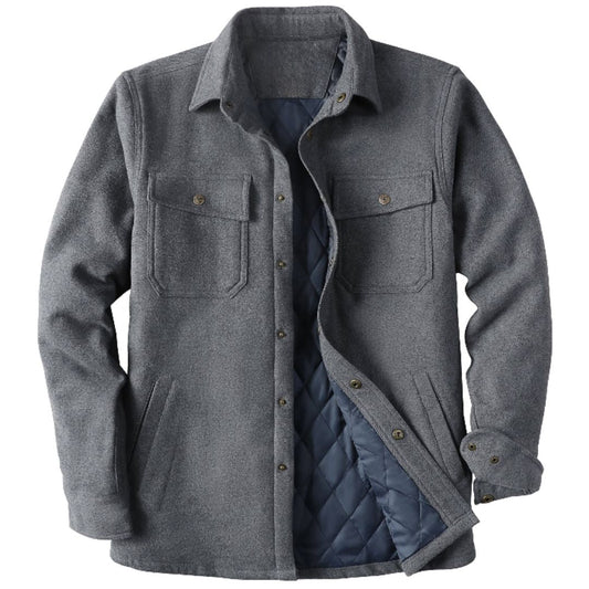 Montaro® Sobrecamisa para Hombre – Camisa Chaqueta de Franela Acolchada en Cuadros Gris Oscuro - Montaro Store